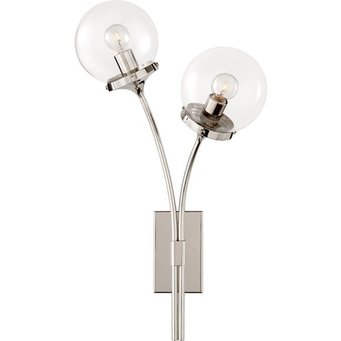kate spade new york Prescott 2 Light 12 inch Polished Nickel Right Sconce Wall Light in Clear Glass