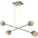 Gem LED Gilded Brass Linear Multi-Pendant Ceiling Light in 3000K LED, Bronze, Double Moda