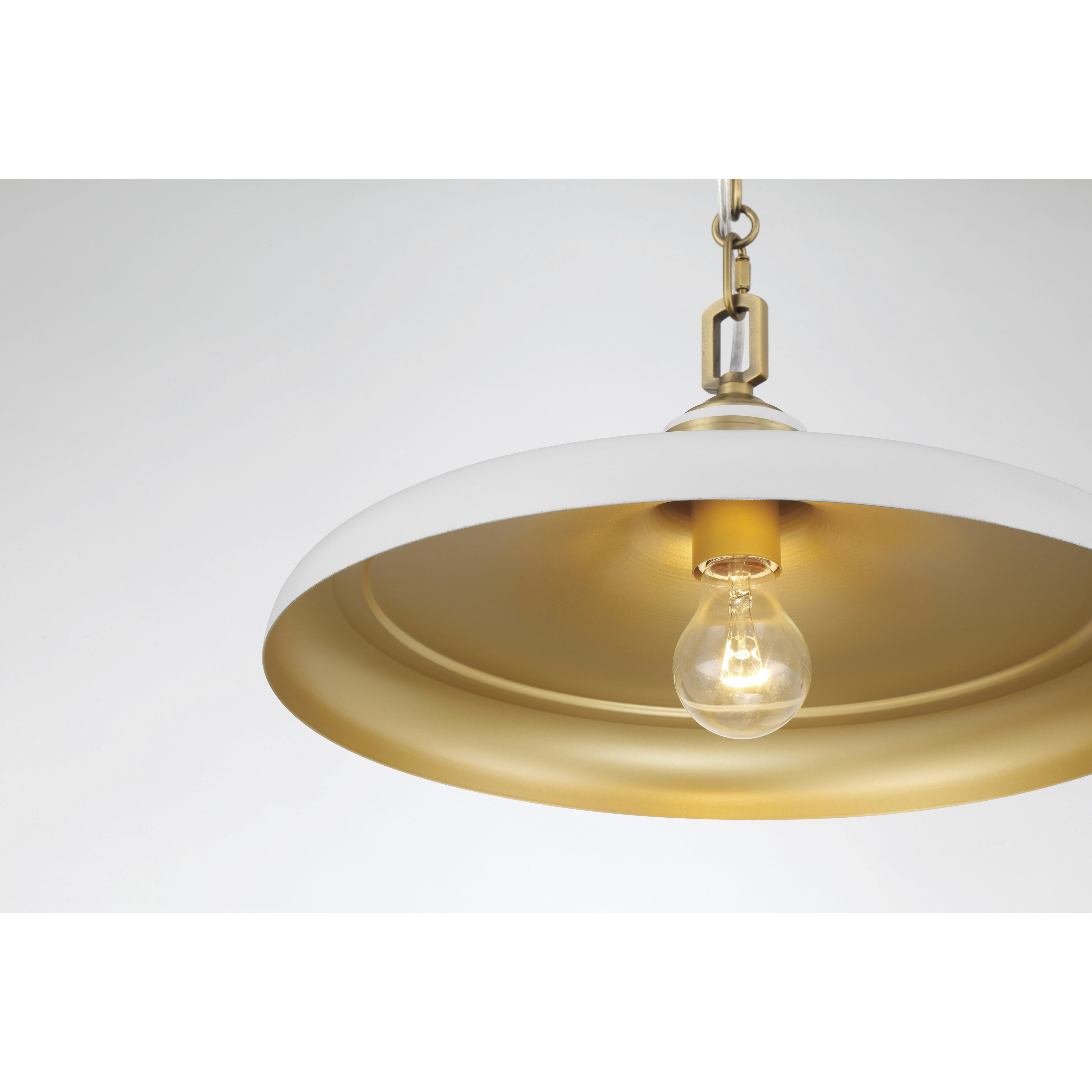 Crowne 1 Light 16 inch Legacy Brass and Off White Cream Pendant Ceiling Light