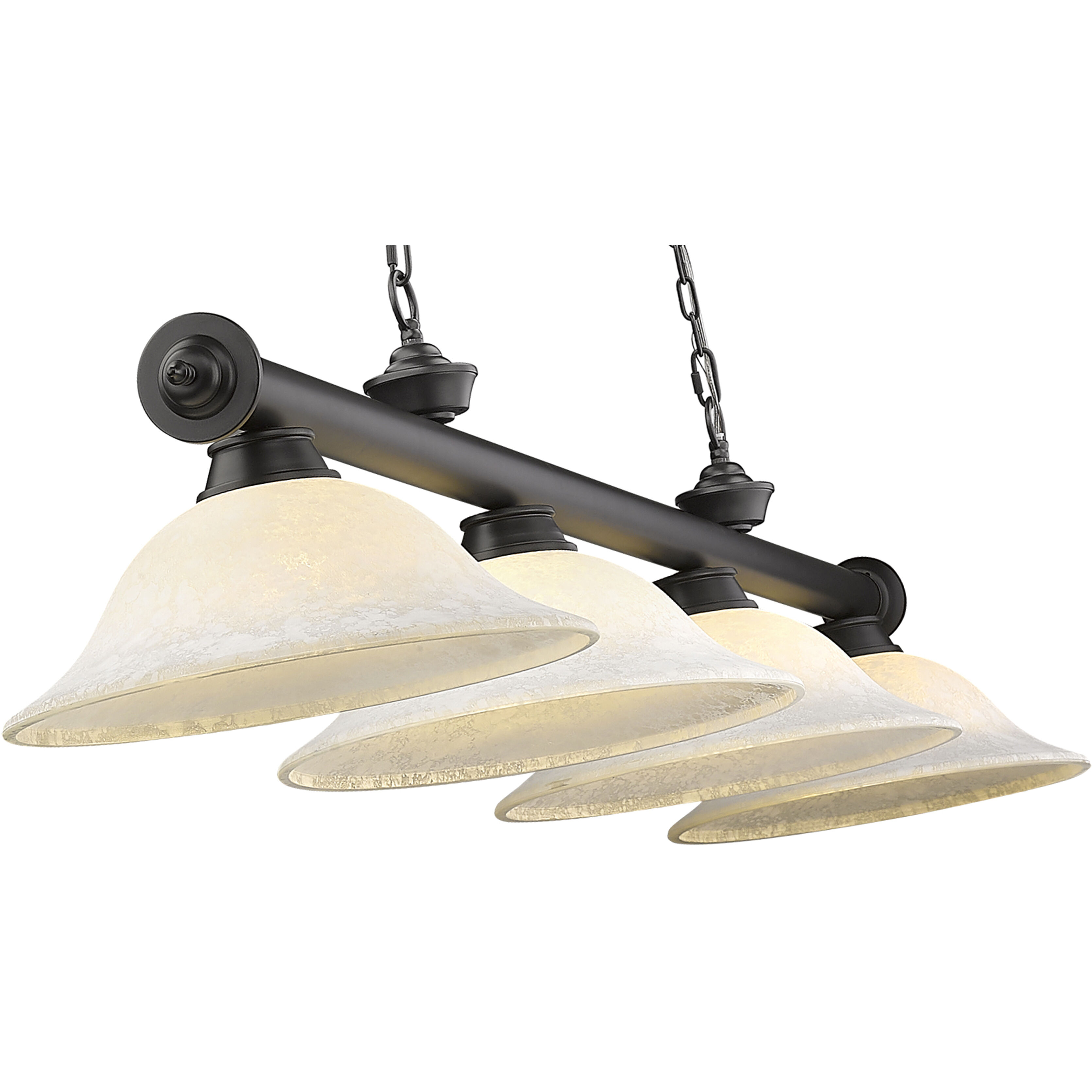 Cordon 4 Light 81.75 inch Bronze Plate Billiard Ceiling Light in White Mottle Glass