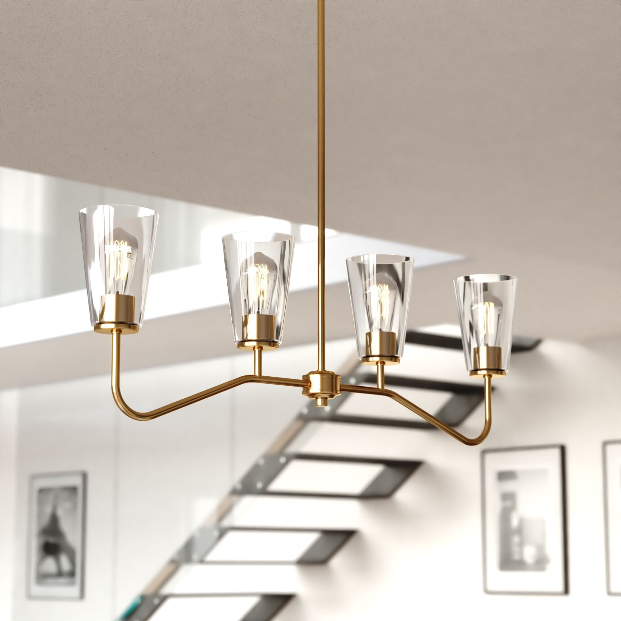 Beverly LED 36 inch Muted Brass Linear Chandelier Ceiling Light