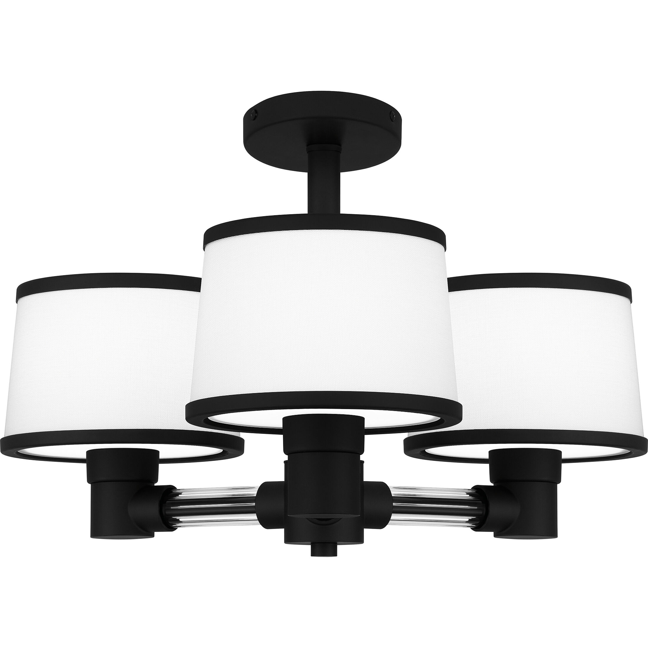 Kylen 3 Light 22 inch Matte Black Semi-Flush Mount Ceiling Light