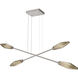 Rock Crystal LED Beige Silver Linear Multi-Pendant Ceiling Light in 3000K LED, Bronze, Double Moda