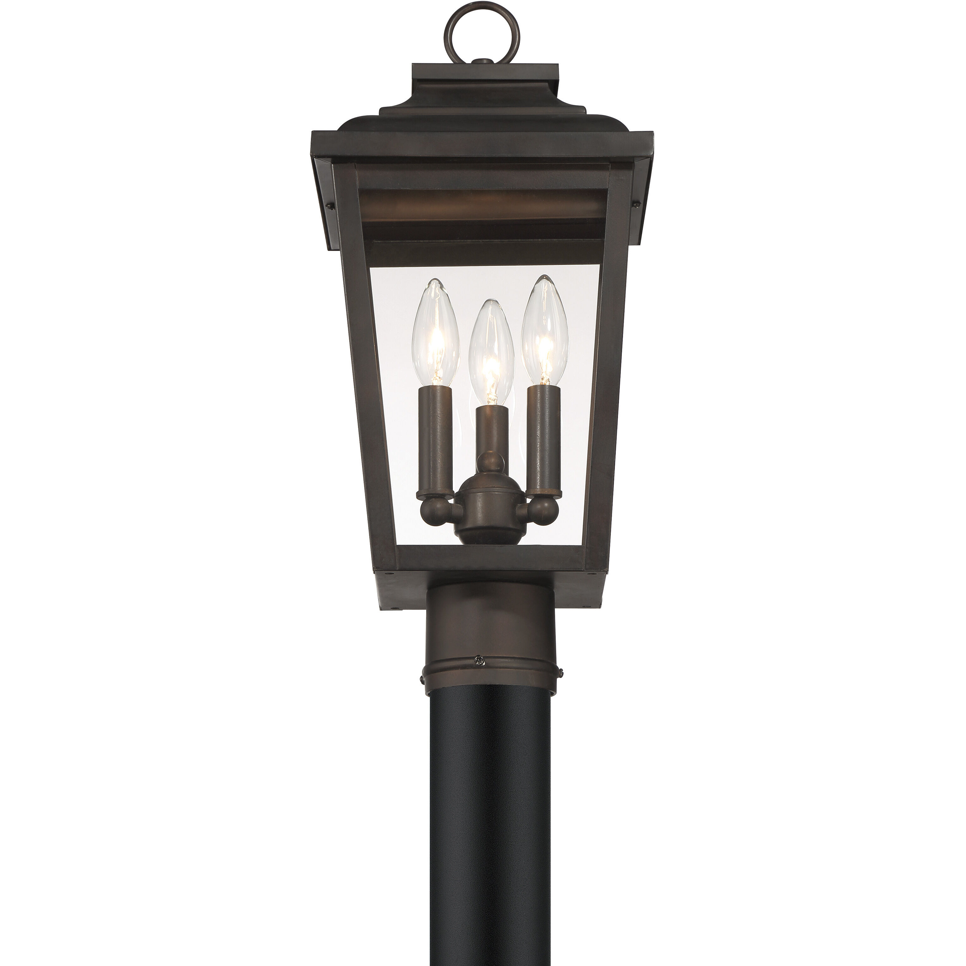 Great Outdoors Irvington Manor 3 Light 18 inch Chelesa Bronze Outdoor Post Mount in Incandescent, Clear Glass