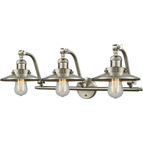 Franklin Restoration Railroad 3 Light 28 inch Brushed Satin Nickel Bath Vanity Light Wall Light, Franklin Restoration