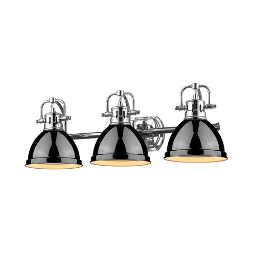 Duncan 3 Light 25 inch Chrome Bath Vanity Wall Light in Black