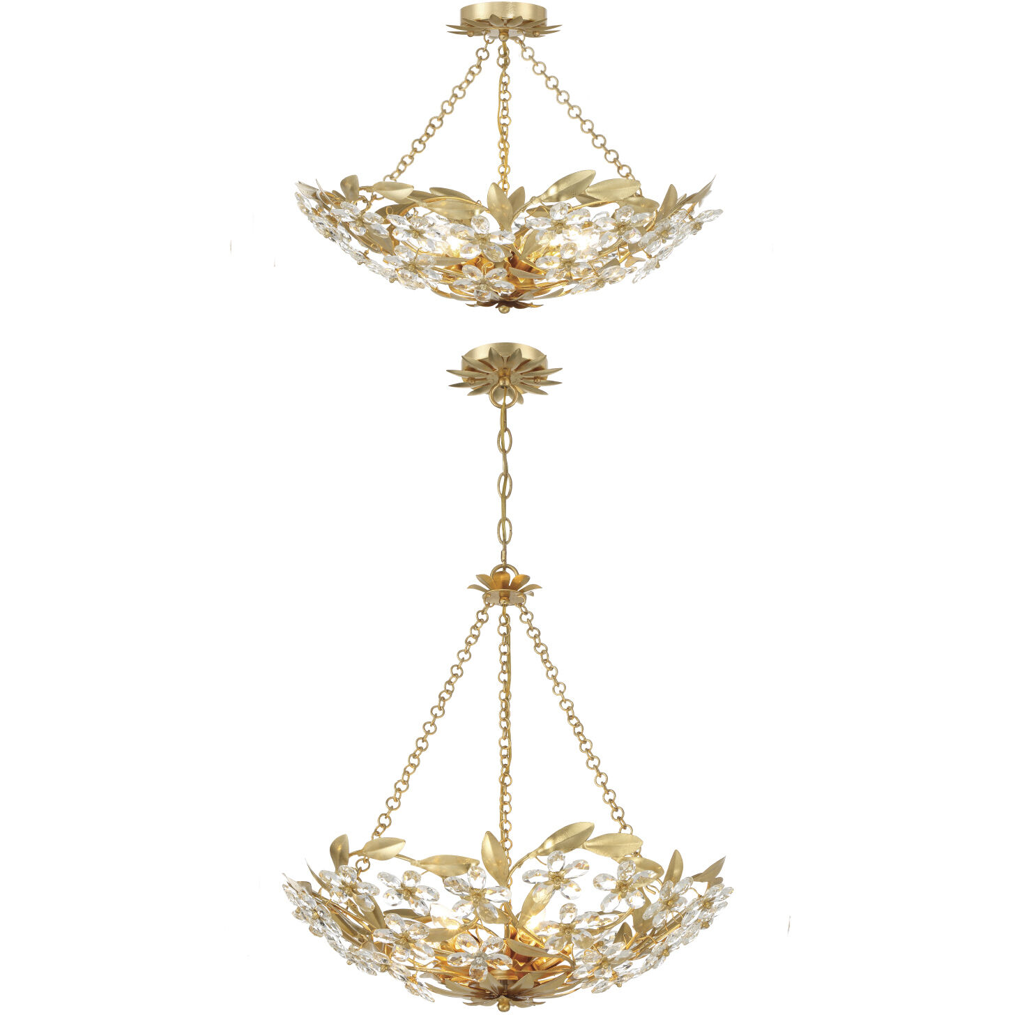 Marselle 6 Light 24 inch Antique Gold Semi Flush Ceiling Light