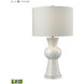 White Ceramic 28 inch 9.50 watt Gloss White with Clear Table Lamp Portable Light in LED, 3-Way