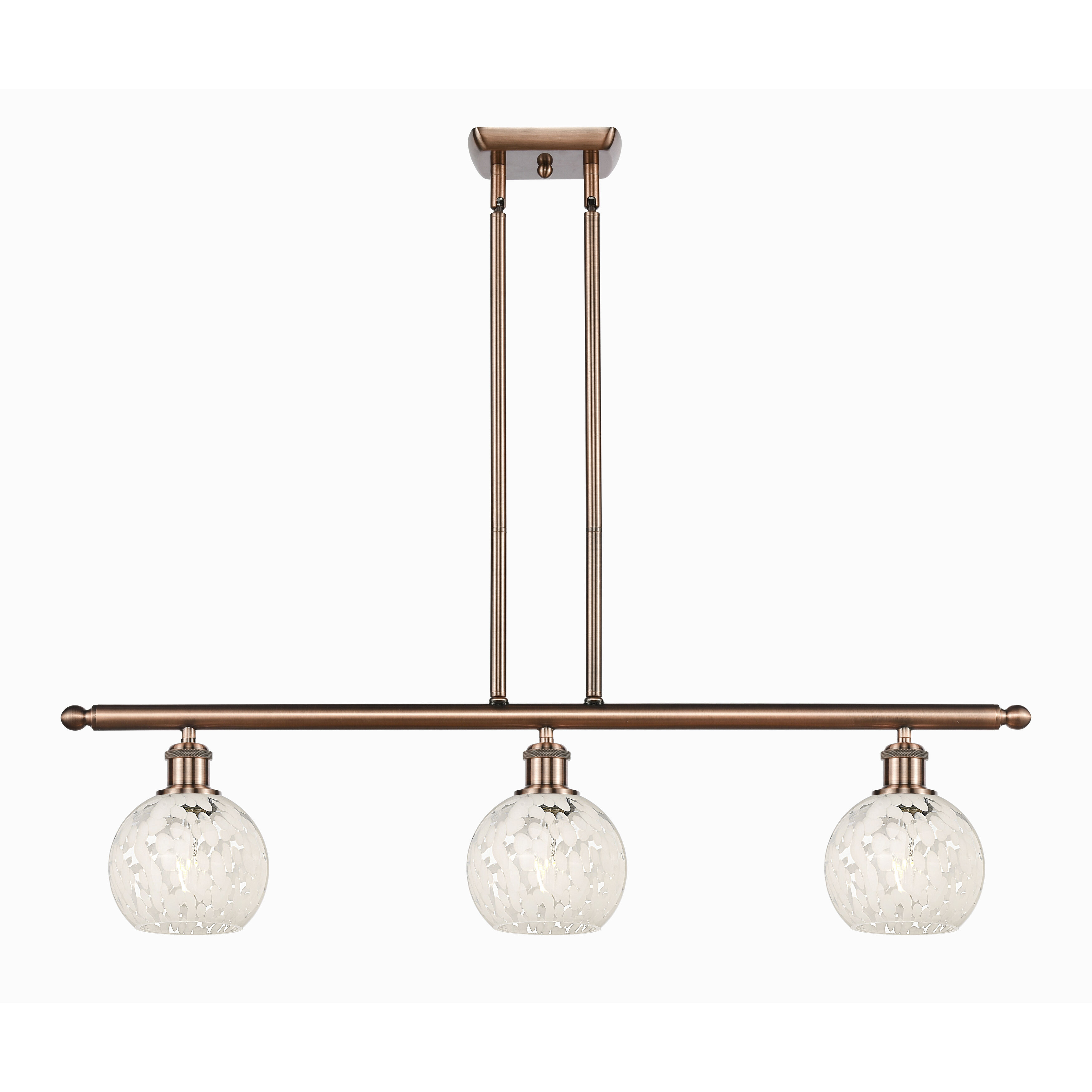 Ballston White Mouchette 3 Light 36 inch Antique Copper Stem Hung Island Light Ceiling Light