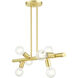 Bannister 6 Light 37 inch Satin Brass Linear Chandelier Ceiling Light