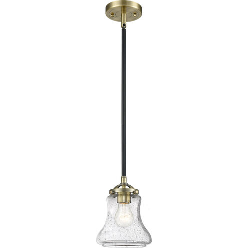 Nouveau Bellmont 1 Light 6 inch Black Antique Brass Mini Pendant Ceiling Light in Seedy Glass, Nouveau