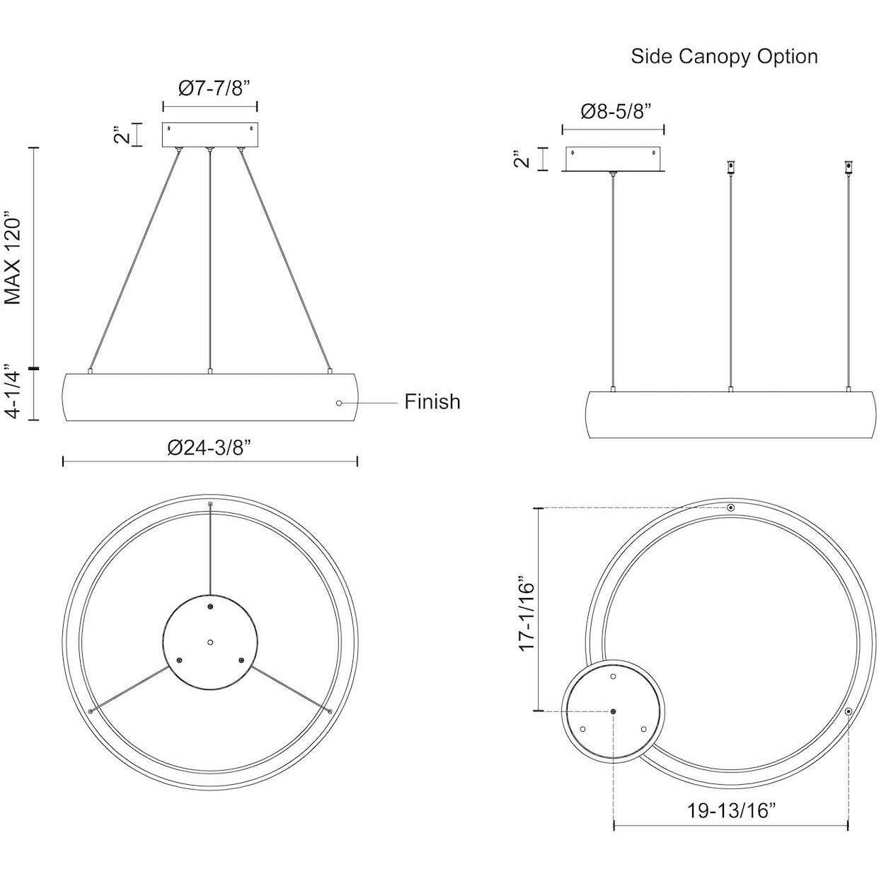 Halo LED 24.38 inch Black Pendant Ceiling Light