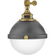 Fletcher LED 7 inch Aged Zinc with Heritage Brass Indoor Wall Sconce Wall Light