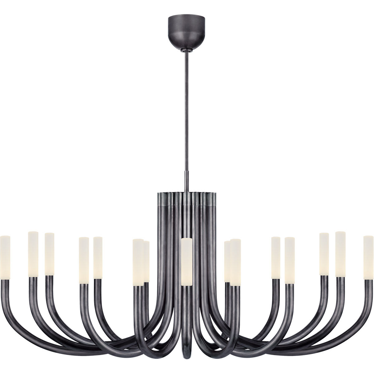 Kelly Wearstler Rousseau LED 50 inch Bronze Chandelier Ceiling Light in Etched Crystal, Large