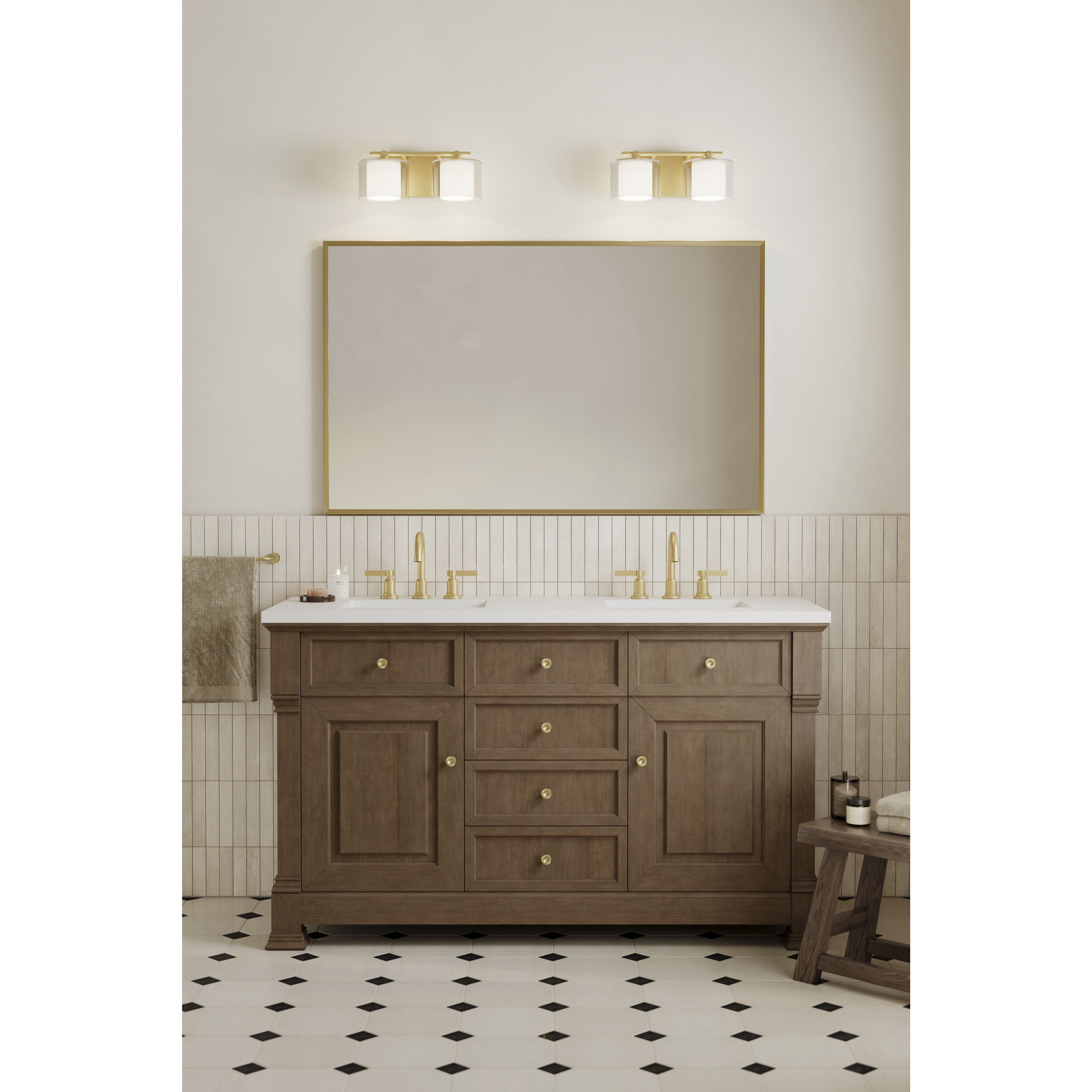 Seville 2 Light 14.5 inch Legacy Brass Vanity Wall Light