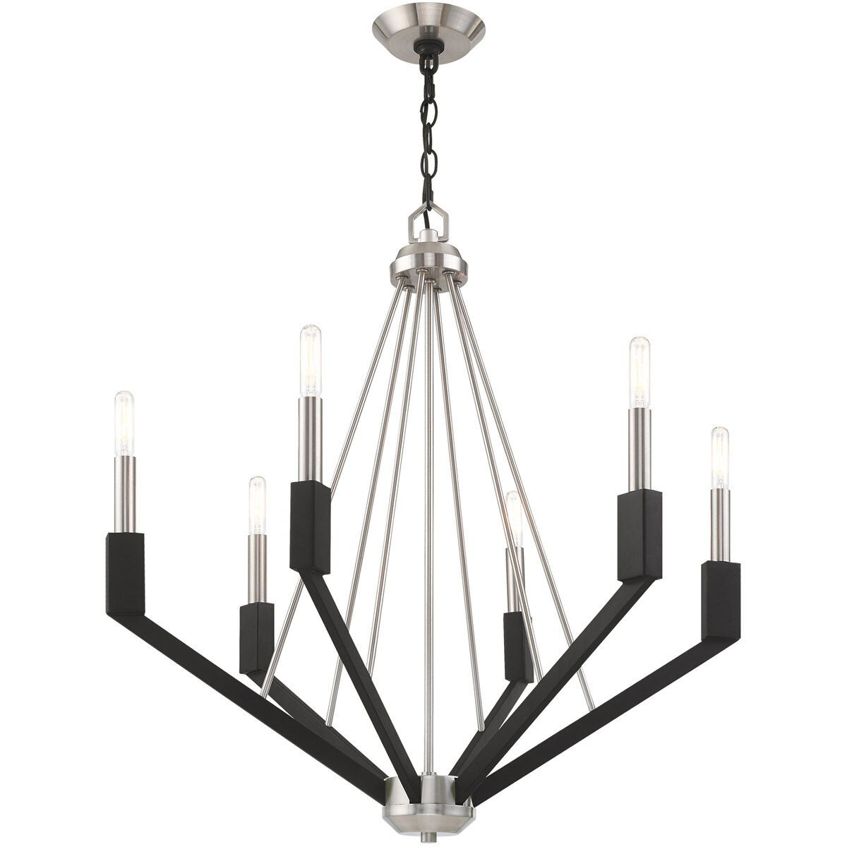 Beckett 6 Light 26 inch Brushed Nickel & Black Chandelier Ceiling Light