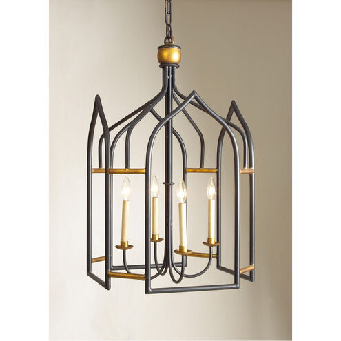 Chelsea House 4 Light 23 inch Black and Gilt Lantern Pendant Ceiling Light