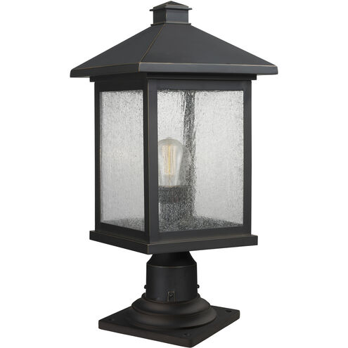 Portland 1 Light 20.5 inch Oil Rubbed Bronze Outdoor Pier Mounted Fixture in Clear Seedy Glass, 5.45