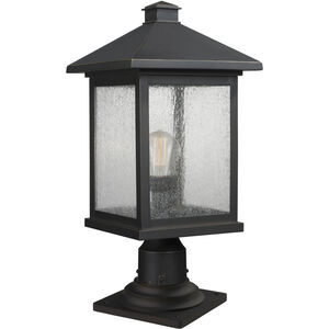 Portland 1 Light 21 inch Oil Rubbed Bronze Outdoor Pier Mounted Fixture in Clear Seedy Glass, 5.45