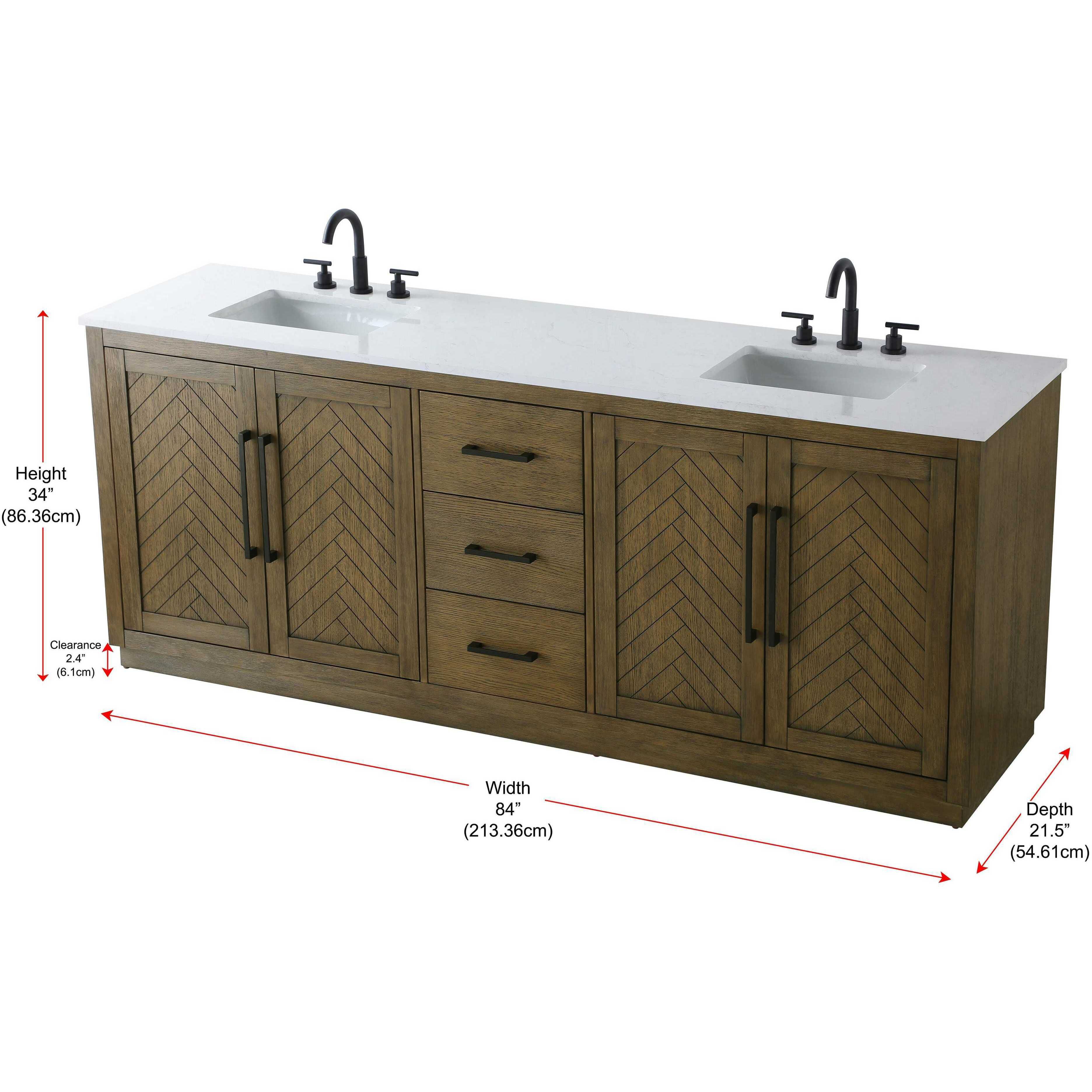 Chase 84 X 34 inch Hazel Oak Bathroom Vanity Cabinet