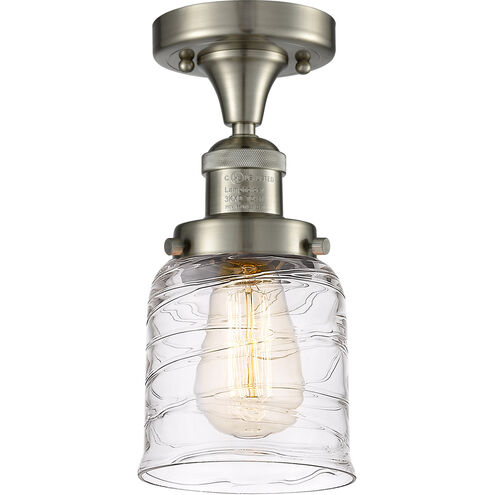 Franklin Restoration Bell LED 5 inch Brushed Satin Nickel Semi-Flush Mount Ceiling Light in Deco Swirl Glass