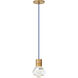 Sean Lavin Kira LED 7.1 inch Natural Brass Line-Voltage Pendant Ceiling Light in LED 90 CRI 3000K, Blue Cord