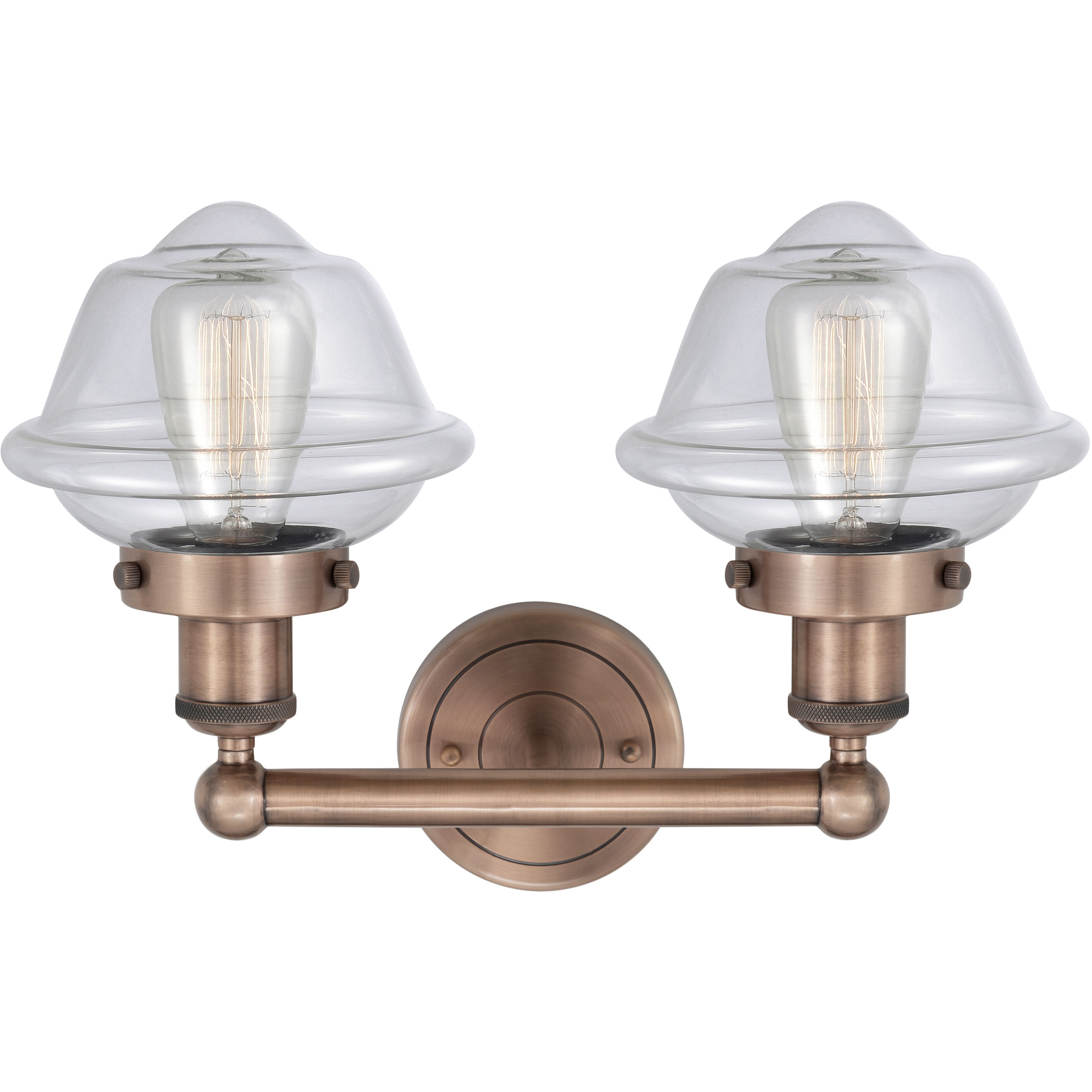 Oxford 2 Light 15.5 inch Antique Copper Bath Vanity Light Wall Light in Clear