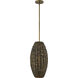 Tierra Brisa 1 Light 10 inch Riviera Brass Pendant Ceiling Light