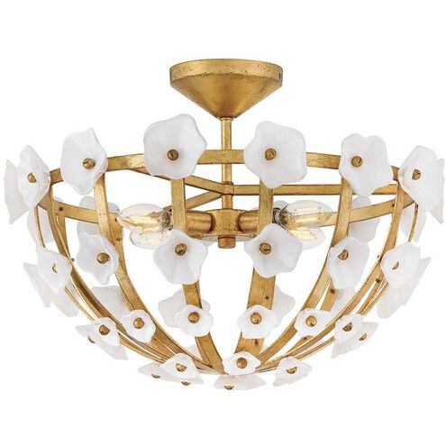 Azalea 4 Light 20.25 inch Distressed Brass Semi-flush Mount Ceiling Light