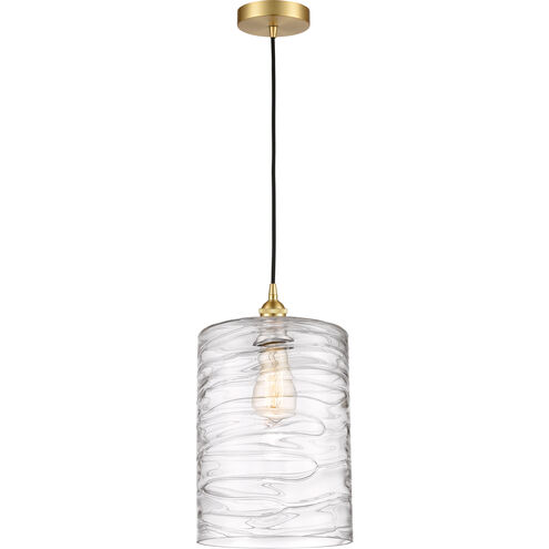 Ballston Cobbleskill 1 Light 9 inch Satin Gold Mini Pendant Ceiling Light in Deco Swirl Glass