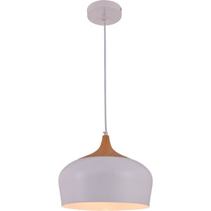 Nora 1 Light 12 inch White and Natural Wood Pendant Ceiling Light