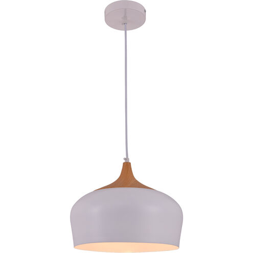 Nora 1 Light 12 inch White and Natural Wood Pendant Ceiling Light