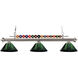 Shark 3 Light 58 inch Brushed Nickel Billiard Ceiling Light in Green Acrylic