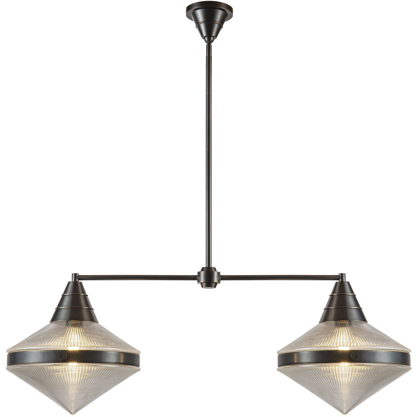 Willard 2 Light 40.63 inch Urban Bronze/Prismatic Glass Linear Pendant Ceiling Light in Clear Prismatic Glass