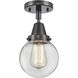 Beacon 1 Light 6 inch Matte Black Flush Mount Ceiling Light in Bulb Not Included, Clear Glass