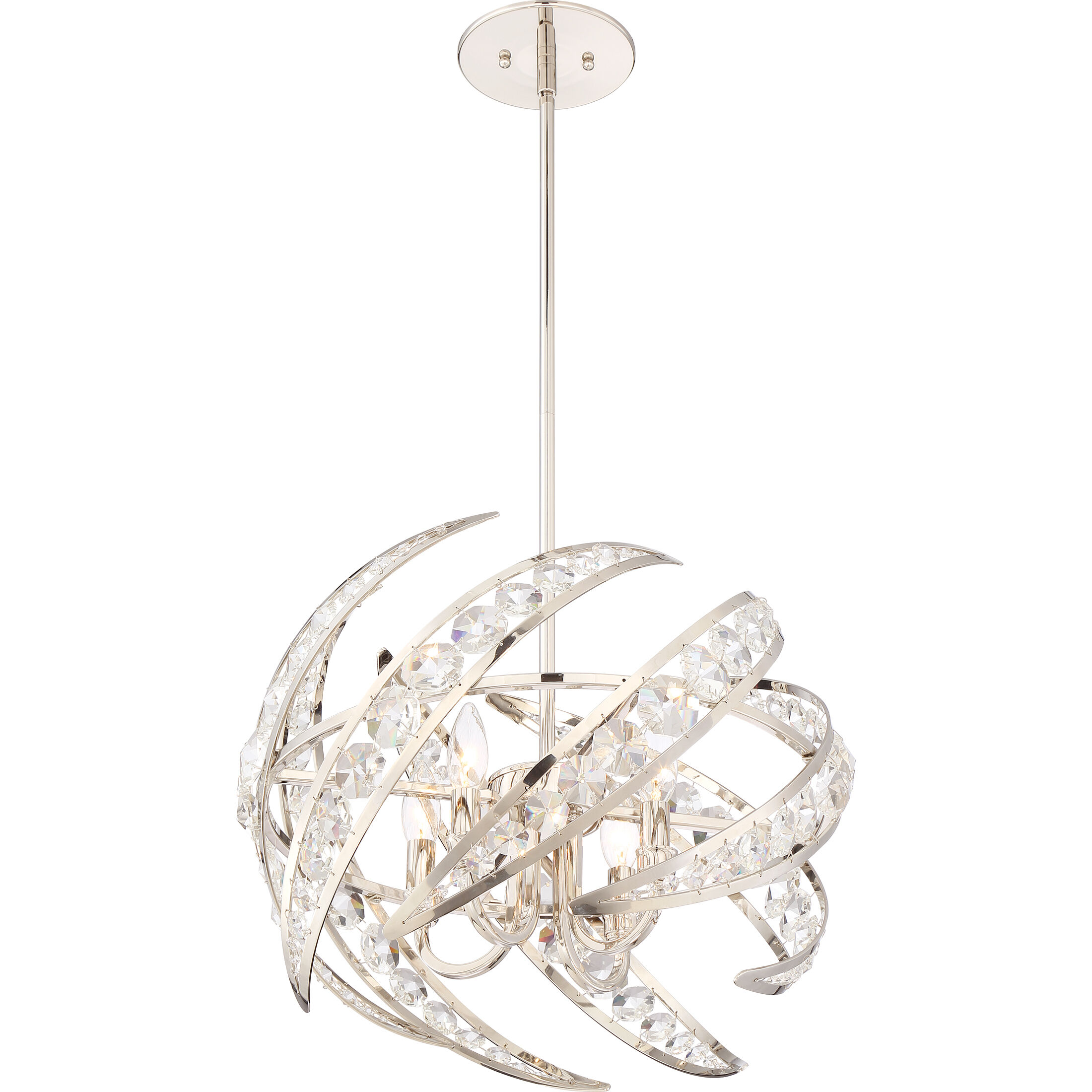 Crescent 4 Light 18 inch Polished Nickel Pendant Ceiling Light