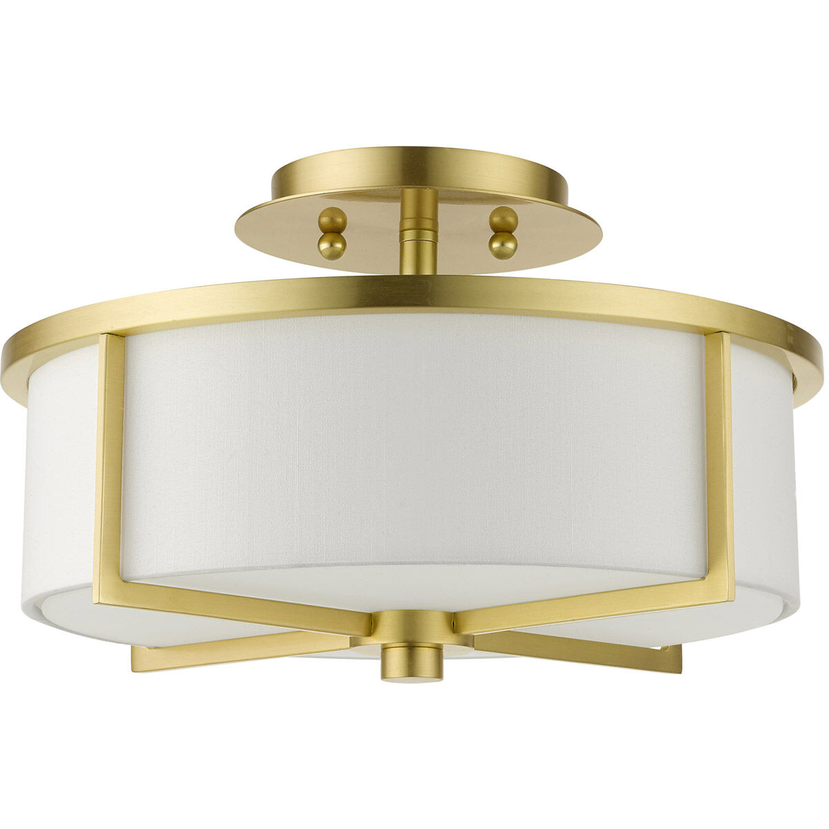 Wesley 2 Light 13 inch Satin Brass Semi Flush Ceiling Light