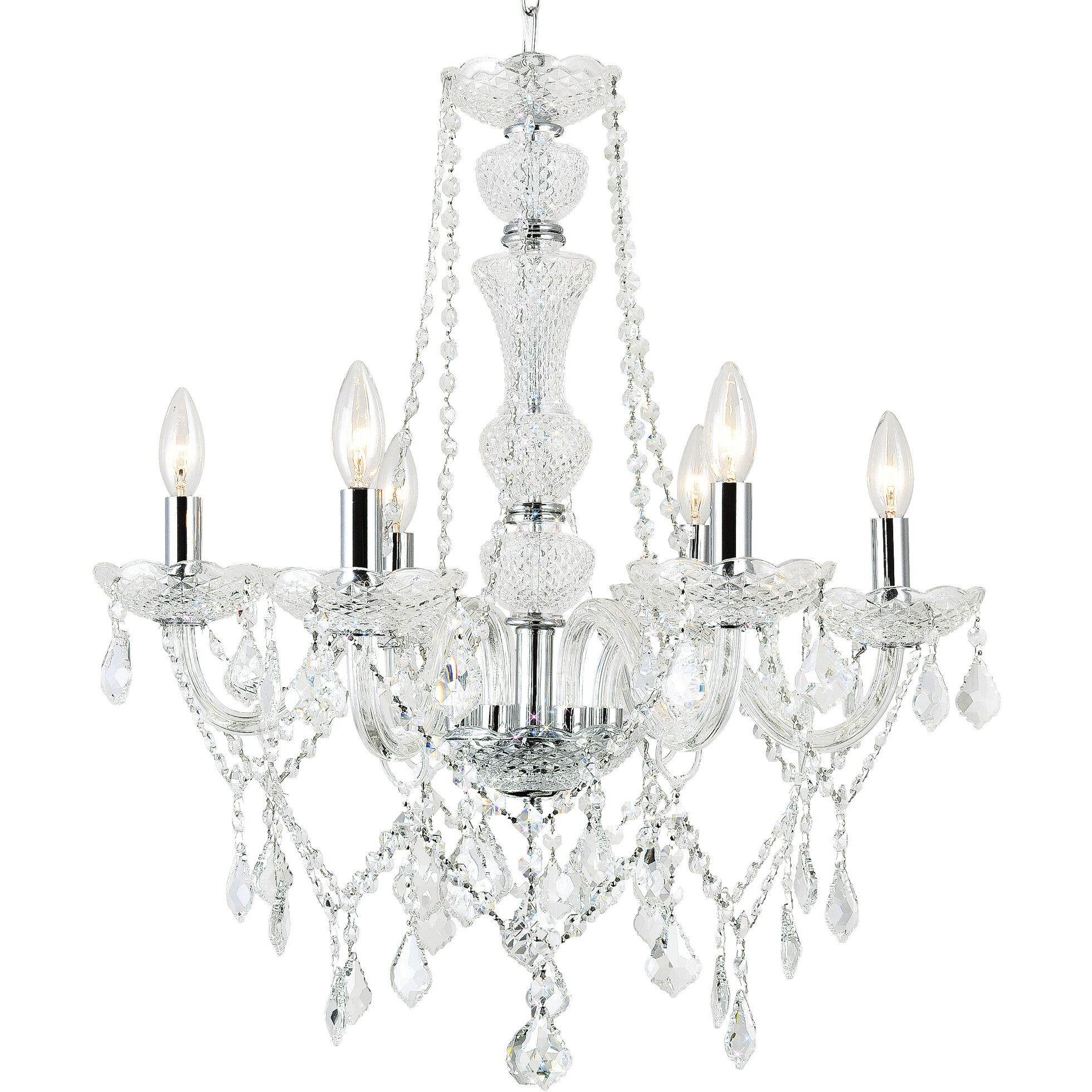 Princeton 6 Light 24 inch Chrome Down Chandelier Ceiling Light