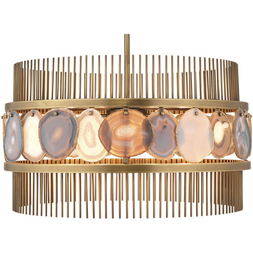 Upsala 8 Light 32 inch Pale Lavender Agate & Antique Brass Chandelier Ceiling Light