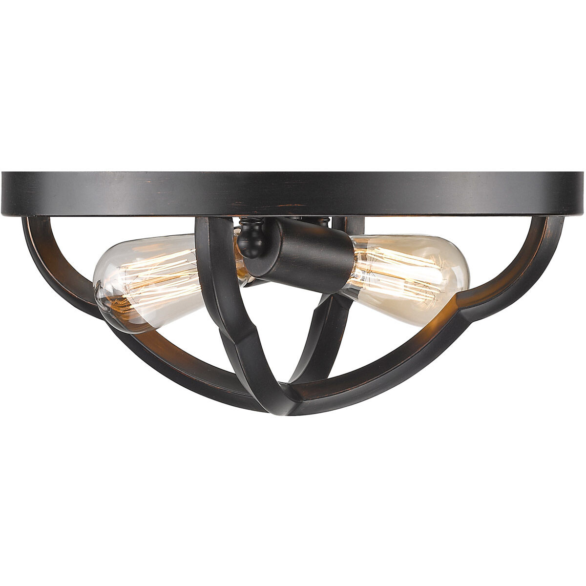 Saxon 2 Light 14 inch Aged Bronze Flush Mount Ceiling Light