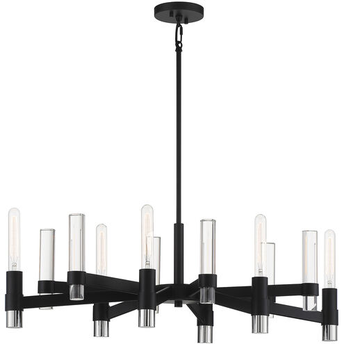 Windamere 6 Light 36 inch Textured Black with Polished Nickel Linear Chandelier Ceiling Light