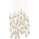 Glace 36 Light 35 inch White and Antique Brass with Silver Multi-Drop Pendant Ceiling Light