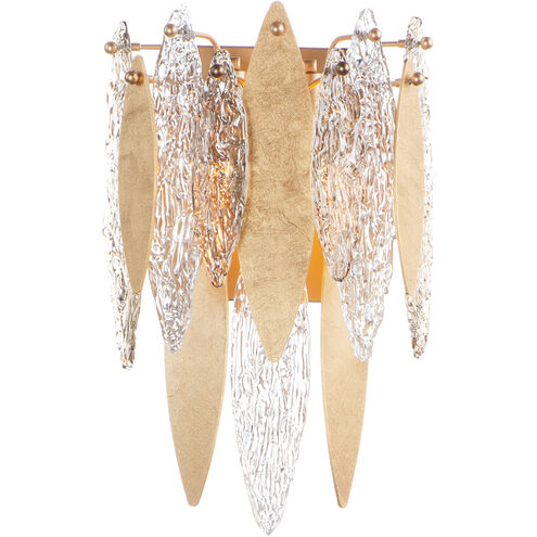 Majestic 3 Light 11 inch Gold Leaf Wall Sconce Wall Light
