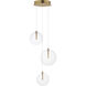 Global LED 11.5 inch Natural Aged Brass Multi-Light Pendant Ceiling Light