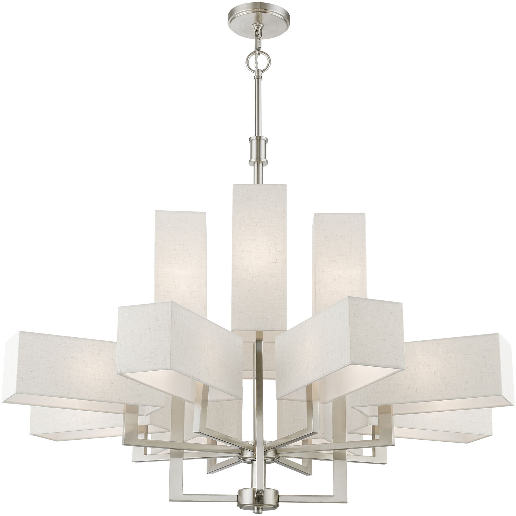 Rubix 12 Light 44 inch Brushed Nickel Foyer Chandelier Ceiling Light, Extra Large
