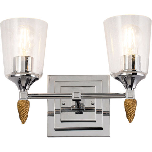 Vetiver 2 Light 14 inch PC Bath Light Wall Light in Polished Chrome with Gold