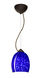 Lucia 1 Light Bronze Pendant Ceiling Light in Blue Cloud Glass, Incandescent