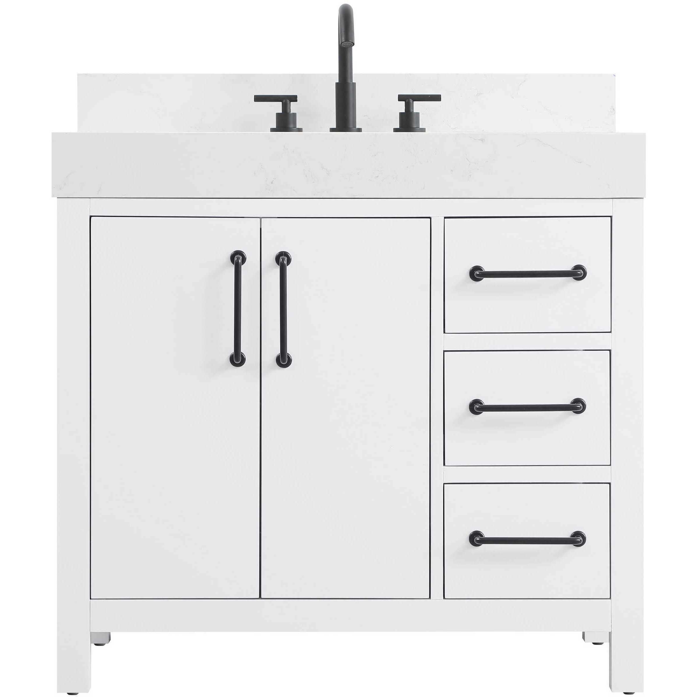 Nathan 36 X 34 inch White Bathroom Vanity Cabinet