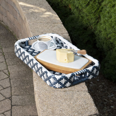 Designer'S Edge Selena Blue & White Rattan 34 X 16 inch Blue Serving Table