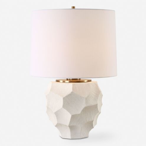On Edge 28 inch 150.00 watt Chalk White Glaze and Antique Brass Table Lamp Portable Light